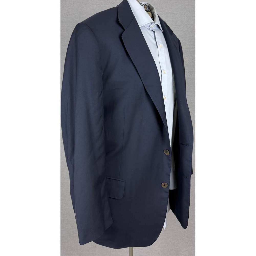 Oxxford Clothes Mens 46L Navy Blue Super 100s Serge Wool Blazer Manhattan II N2